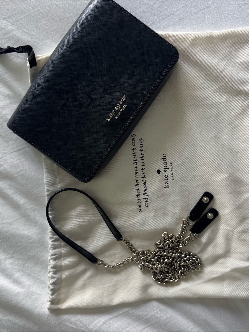 kate spade Black Leather Chain Strap Crossbody Bag